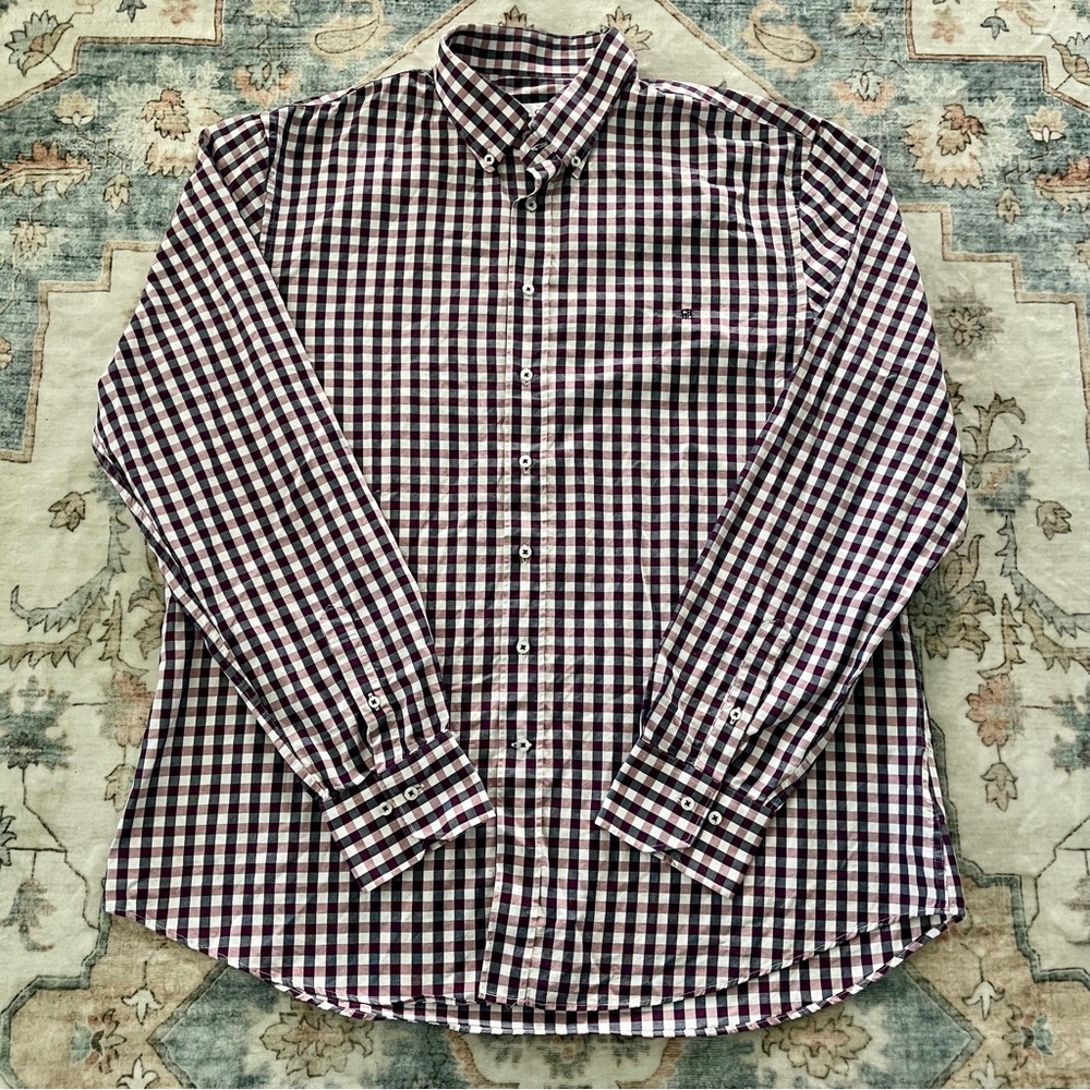 Carolina Herrera Black and White Gingham Casual Shirt